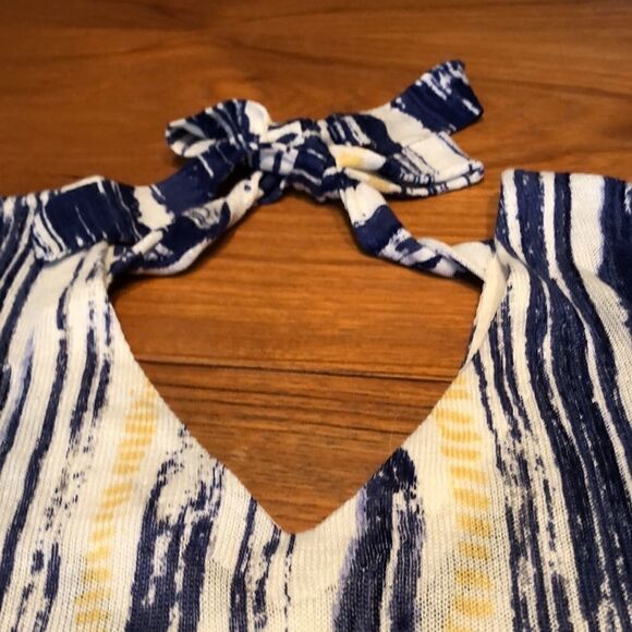 NIC + ZOE Sail Away sweater, printed by hand, 3/4 sleeve, ties in back. Cute - Picture 3 of 9